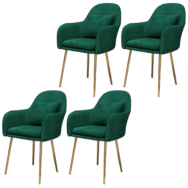 Glam Dining Arm Chair Solid Back Side Chair with 4 Metal Legs for Home Use Blackish Green 4 Piece Set Brass Gold Clearhalo ' kitchen&dining_furn' 'Dining Chairs' 'Dining Tables & Seating' 'dining_chair' 'furn' 'furn_dining_chair' 'Furniture' 'furniture_dining_chair' 'Kitchen & Dining Furniture' 'kitchen' 3671103