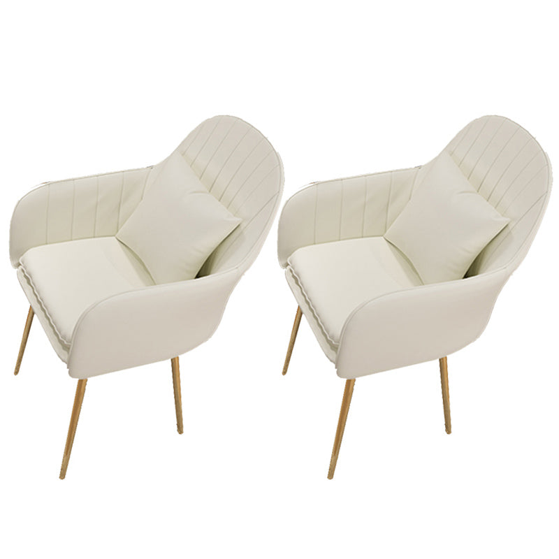 Glam Dining Arm Chair Solid Back Side Chair with 4 Metal Legs for Home Use Off-White 2 Piece Set Brass Gold Clearhalo ' kitchen&dining_furn' 'Dining Chairs' 'Dining Tables & Seating' 'dining_chair' 'furn' 'furn_dining_chair' 'Furniture' 'furniture_dining_chair' 'Kitchen & Dining Furniture' 'kitchen' 3671105