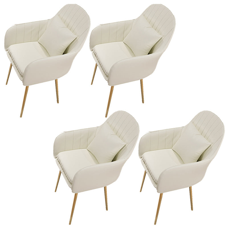 Glam Dining Arm Chair Solid Back Side Chair with 4 Metal Legs for Home Use Off-White 4 Piece Set Brass Gold Clearhalo ' kitchen&dining_furn' 'Dining Chairs' 'Dining Tables & Seating' 'dining_chair' 'furn' 'furn_dining_chair' 'Furniture' 'furniture_dining_chair' 'Kitchen & Dining Furniture' 'kitchen' 3671106