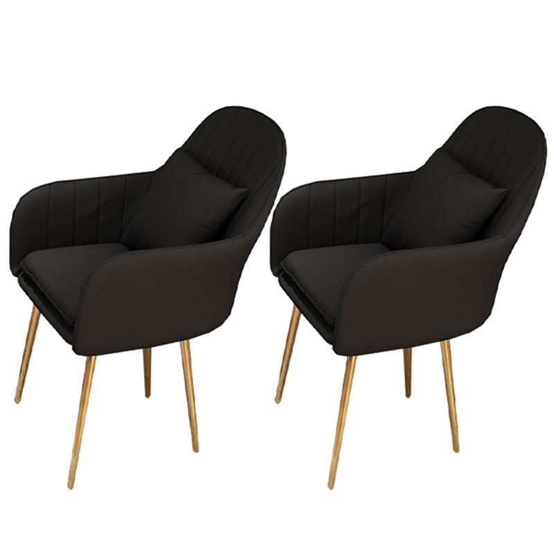 Glam Dining Arm Chair Solid Back Side Chair with 4 Metal Legs for Home Use Black 2 Piece Set Brass Gold Clearhalo ' kitchen&dining_furn' 'Dining Chairs' 'Dining Tables & Seating' 'dining_chair' 'furn' 'furn_dining_chair' 'Furniture' 'furniture_dining_chair' 'Kitchen & Dining Furniture' 'kitchen' 3671108