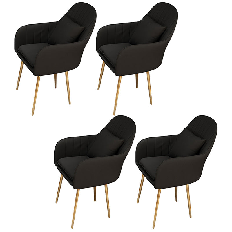 Glam Dining Arm Chair Solid Back Side Chair with 4 Metal Legs for Home Use Black 4 Piece Set Brass Gold Clearhalo ' kitchen&dining_furn' 'Dining Chairs' 'Dining Tables & Seating' 'dining_chair' 'furn' 'furn_dining_chair' 'Furniture' 'furniture_dining_chair' 'Kitchen & Dining Furniture' 'kitchen' 3671109