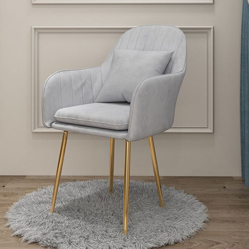 Glam Dining Arm Chair Solid Back Side Chair with 4 Metal Legs for Home Use Grey 1 Piece Brass Gold Clearhalo ' kitchen&dining_furn' 'Dining Chairs' 'Dining Tables & Seating' 'dining_chair' 'furn' 'furn_dining_chair' 'Furniture' 'furniture_dining_chair' 'Kitchen & Dining Furniture' 'kitchen' 3671110
