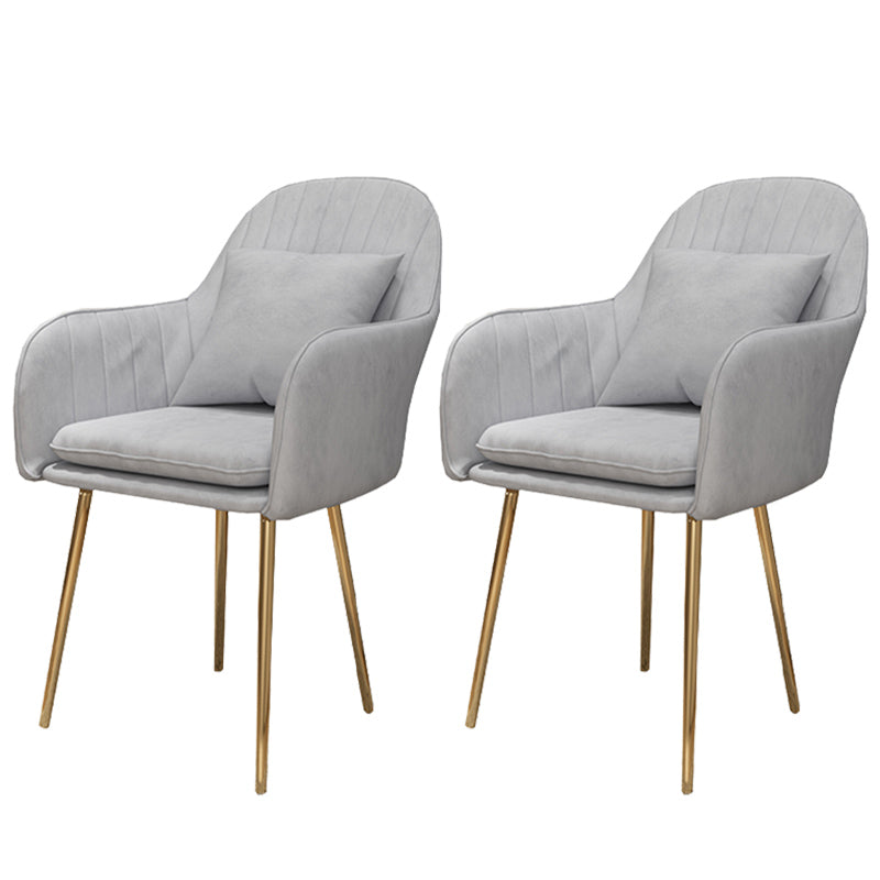 Glam Dining Arm Chair Solid Back Side Chair with 4 Metal Legs for Home Use Grey 2 Piece Set Brass Gold Clearhalo ' kitchen&dining_furn' 'Dining Chairs' 'Dining Tables & Seating' 'dining_chair' 'furn' 'furn_dining_chair' 'Furniture' 'furniture_dining_chair' 'Kitchen & Dining Furniture' 'kitchen' 3671111