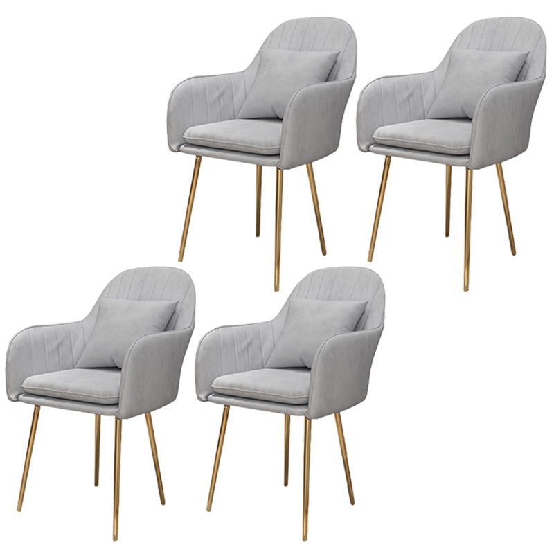 Glam Dining Arm Chair Solid Back Side Chair with 4 Metal Legs for Home Use Grey 4 Piece Set Brass Gold Clearhalo ' kitchen&dining_furn' 'Dining Chairs' 'Dining Tables & Seating' 'dining_chair' 'furn' 'furn_dining_chair' 'Furniture' 'furniture_dining_chair' 'Kitchen & Dining Furniture' 'kitchen' 3671112