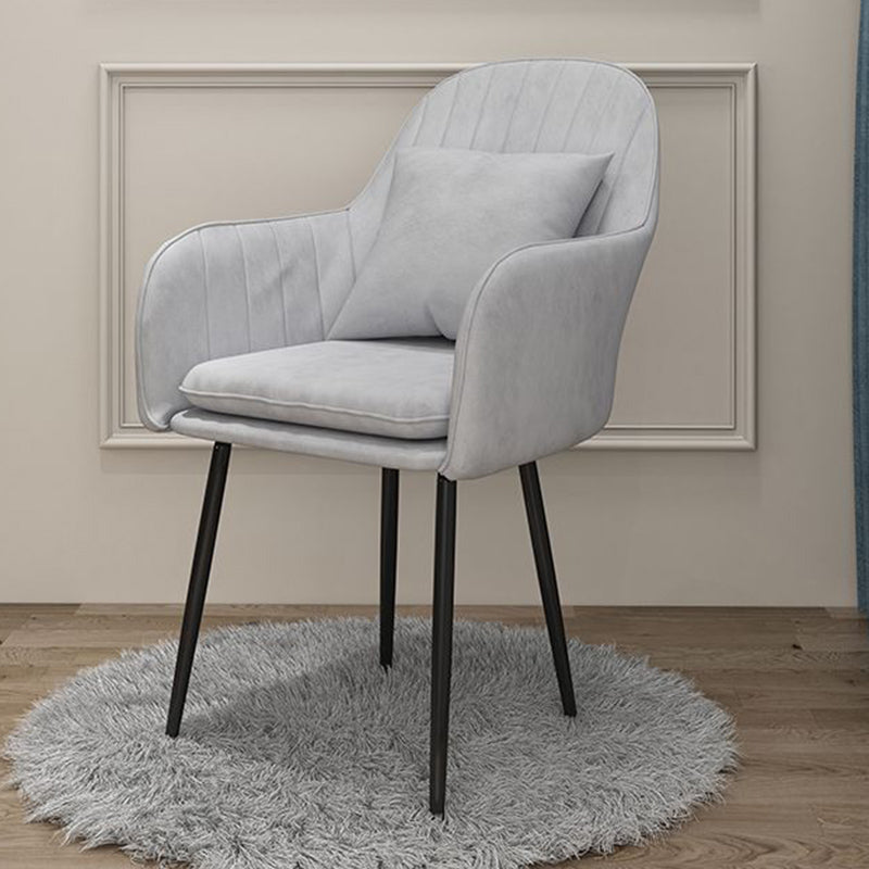 Glam Dining Arm Chair Solid Back Side Chair with 4 Metal Legs for Home Use Grey 1 Piece Black Clearhalo ' kitchen&dining_furn' 'Dining Chairs' 'Dining Tables & Seating' 'dining_chair' 'furn' 'furn_dining_chair' 'Furniture' 'furniture_dining_chair' 'Kitchen & Dining Furniture' 'kitchen' 3671113