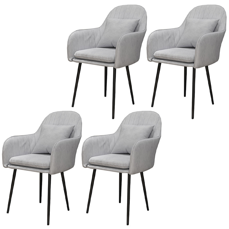 Glam Dining Arm Chair Solid Back Side Chair with 4 Metal Legs for Home Use Grey 4 Piece Set Black Clearhalo ' kitchen&dining_furn' 'Dining Chairs' 'Dining Tables & Seating' 'dining_chair' 'furn' 'furn_dining_chair' 'Furniture' 'furniture_dining_chair' 'Kitchen & Dining Furniture' 'kitchen' 3671115