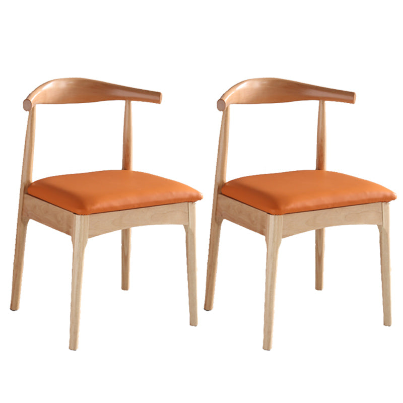 Contemporary Dining Chair Open Back Side Chair with Wood Legs for Home Use Orange 2 Piece Set Natural Wood Clearhalo ' kitchen&dining_furn' 'Dining Chairs' 'Dining Tables & Seating' 'dining_chair' 'furn' 'furn_dining_chair' 'Furniture' 'furniture_dining_chair' 'Kitchen & Dining Furniture' 'kitchen' 3671154