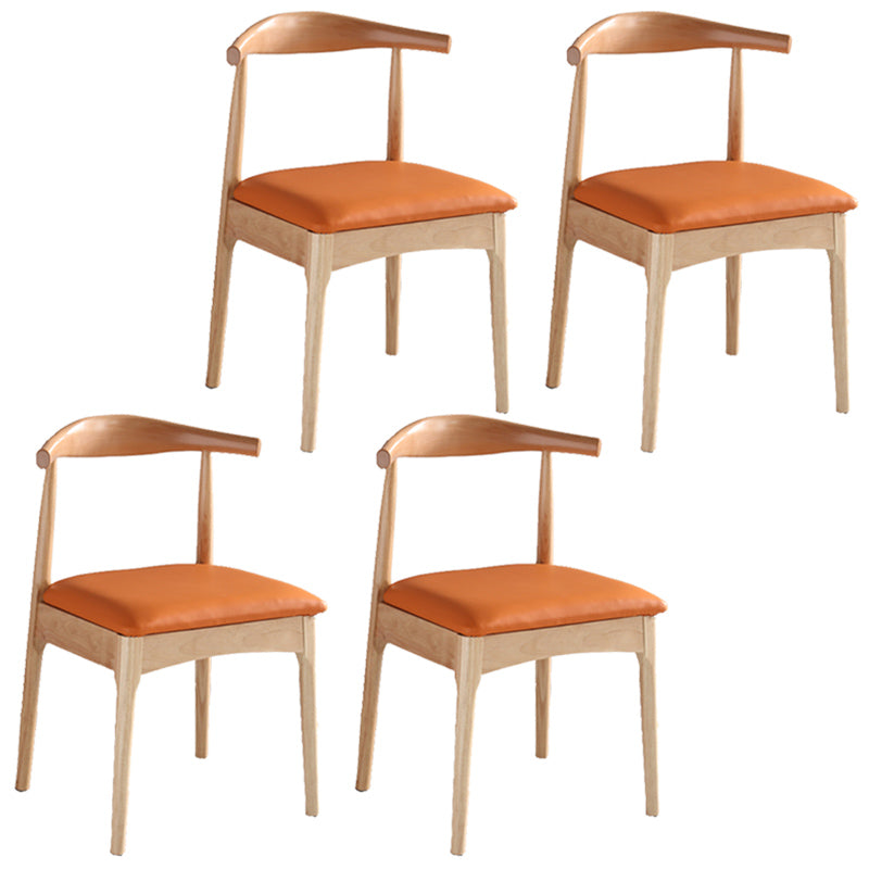 Contemporary Dining Chair Open Back Side Chair with Wood Legs for Home Use Orange 4 Piece Set Natural Wood Clearhalo ' kitchen&dining_furn' 'Dining Chairs' 'Dining Tables & Seating' 'dining_chair' 'furn' 'furn_dining_chair' 'Furniture' 'furniture_dining_chair' 'Kitchen & Dining Furniture' 'kitchen' 3671155