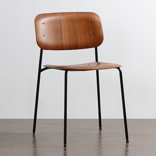 Nordic Wooden Dining Chair with Metal Base 31"H Open Back Dining Side Chair for Restaurant Clearhalo ' kitchen&dining_furn' 'Dining Chairs' 'Dining Tables & Seating' 'dining_chair' 'furn' 'furn_dining_chair' 'Furniture' 'furniture_dining_chair' 'Kitchen & Dining Furniture' 'kitchen' 3671165