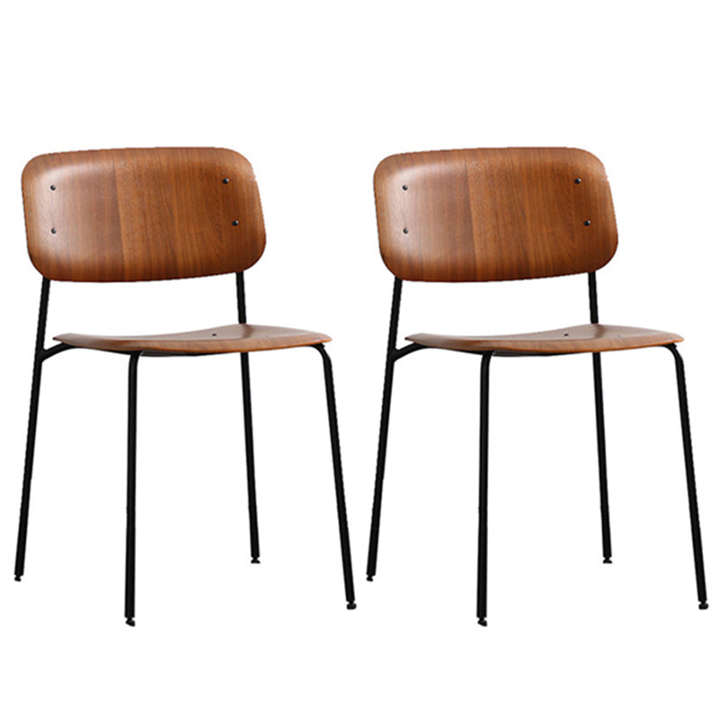 Nordic Wooden Dining Chair with Metal Base 31"H Open Back Dining Side Chair for Restaurant Walnut 2 Piece Set Clearhalo ' kitchen&dining_furn' 'Dining Chairs' 'Dining Tables & Seating' 'dining_chair' 'furn' 'furn_dining_chair' 'Furniture' 'furniture_dining_chair' 'Kitchen & Dining Furniture' 'kitchen' 3671166