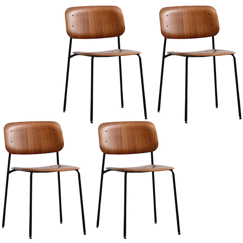 Nordic Wooden Dining Chair with Metal Base 31"H Open Back Dining Side Chair for Restaurant Walnut 4 Piece Set Clearhalo ' kitchen&dining_furn' 'Dining Chairs' 'Dining Tables & Seating' 'dining_chair' 'furn' 'furn_dining_chair' 'Furniture' 'furniture_dining_chair' 'Kitchen & Dining Furniture' 'kitchen' 3671168