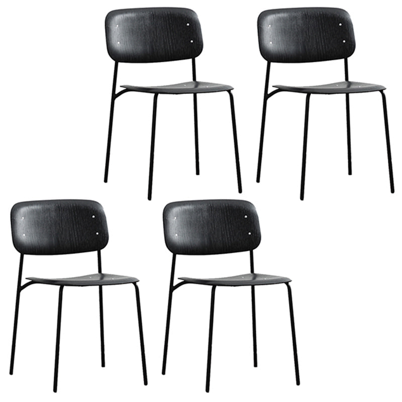 Nordic Wooden Dining Chair with Metal Base 31"H Open Back Dining Side Chair for Restaurant Black 4 Piece Set Clearhalo ' kitchen&dining_furn' 'Dining Chairs' 'Dining Tables & Seating' 'dining_chair' 'furn' 'furn_dining_chair' 'Furniture' 'furniture_dining_chair' 'Kitchen & Dining Furniture' 'kitchen' 3671174