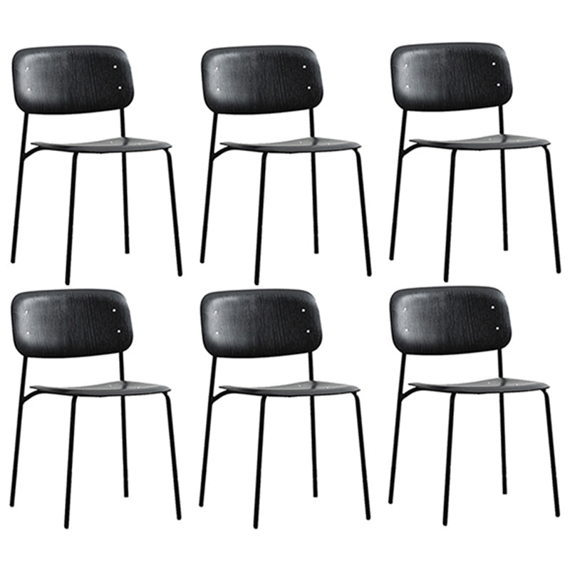 Nordic Wooden Dining Chair with Metal Base 31"H Open Back Dining Side Chair for Restaurant Black 6 Piece Set Clearhalo ' kitchen&dining_furn' 'Dining Chairs' 'Dining Tables & Seating' 'dining_chair' 'furn' 'furn_dining_chair' 'Furniture' 'furniture_dining_chair' 'Kitchen & Dining Furniture' 'kitchen' 3671175