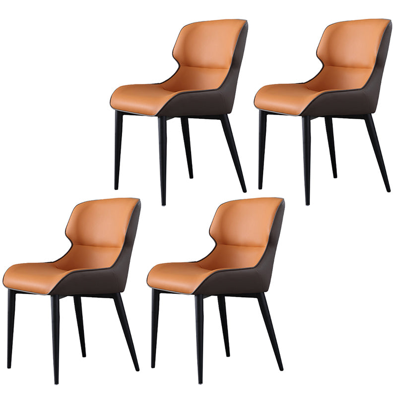 Modern Style Polyurethane Dining Chair 17'' Wide Parsons Chair for Kitchen Orange 4 Piece Set Clearhalo ' kitchen&dining_furn' 'Dining Chairs' 'Dining Tables & Seating' 'dining_chair' 'furn' 'furn_dining_chair' 'Furniture' 'furniture_dining_chair' 'Kitchen & Dining Furniture' 'kitchen' 3671196