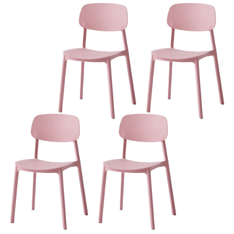 Modern Plastic Open Back Side Chair 32"H Dining Armless Chair for Restaurant Pink 4 Piece Set Clearhalo ' kitchen&dining_furn' 'Dining Chairs' 'Dining Tables & Seating' 'dining_chair' 'furn' 'furn_dining_chair' 'Furniture' 'furniture_dining_chair' 'Kitchen & Dining Furniture' 'kitchen' 3671205