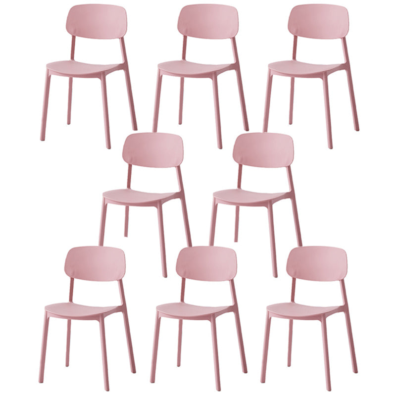 Modern Plastic Open Back Side Chair 32"H Dining Armless Chair for Restaurant Pink 8 Piece Set Clearhalo ' kitchen&dining_furn' 'Dining Chairs' 'Dining Tables & Seating' 'dining_chair' 'furn' 'furn_dining_chair' 'Furniture' 'furniture_dining_chair' 'Kitchen & Dining Furniture' 'kitchen' 3671207