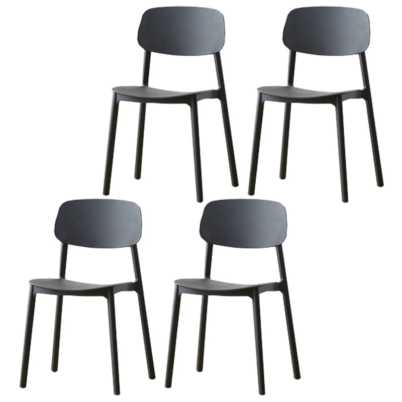 Modern Plastic Open Back Side Chair 32"H Dining Armless Chair for Restaurant Black 4 Piece Set Clearhalo ' kitchen&dining_furn' 'Dining Chairs' 'Dining Tables & Seating' 'dining_chair' 'furn' 'furn_dining_chair' 'Furniture' 'furniture_dining_chair' 'Kitchen & Dining Furniture' 'kitchen' 3671217