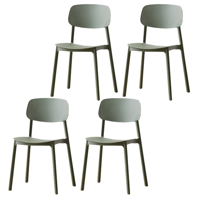 Modern Plastic Open Back Side Chair 32"H Dining Armless Chair for Restaurant Army Green 4 Piece Set Clearhalo ' kitchen&dining_furn' 'Dining Chairs' 'Dining Tables & Seating' 'dining_chair' 'furn' 'furn_dining_chair' 'Furniture' 'furniture_dining_chair' 'Kitchen & Dining Furniture' 'kitchen' 3671225