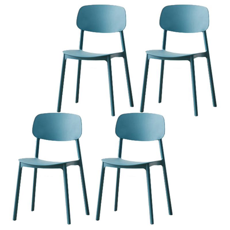 Modern Plastic Open Back Side Chair 32"H Dining Armless Chair for Restaurant Dark Blue 4 Piece Set Clearhalo ' kitchen&dining_furn' 'Dining Chairs' 'Dining Tables & Seating' 'dining_chair' 'furn' 'furn_dining_chair' 'Furniture' 'furniture_dining_chair' 'Kitchen & Dining Furniture' 'kitchen' 3671231