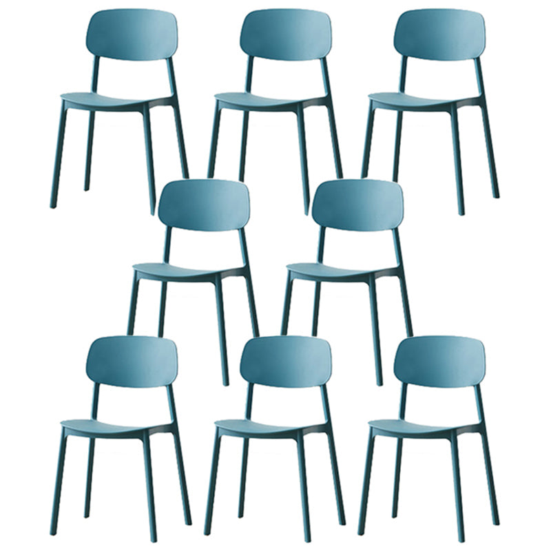Modern Plastic Open Back Side Chair 32"H Dining Armless Chair for Restaurant Dark Blue 8 Piece Set Clearhalo ' kitchen&dining_furn' 'Dining Chairs' 'Dining Tables & Seating' 'dining_chair' 'furn' 'furn_dining_chair' 'Furniture' 'furniture_dining_chair' 'Kitchen & Dining Furniture' 'kitchen' 3671232