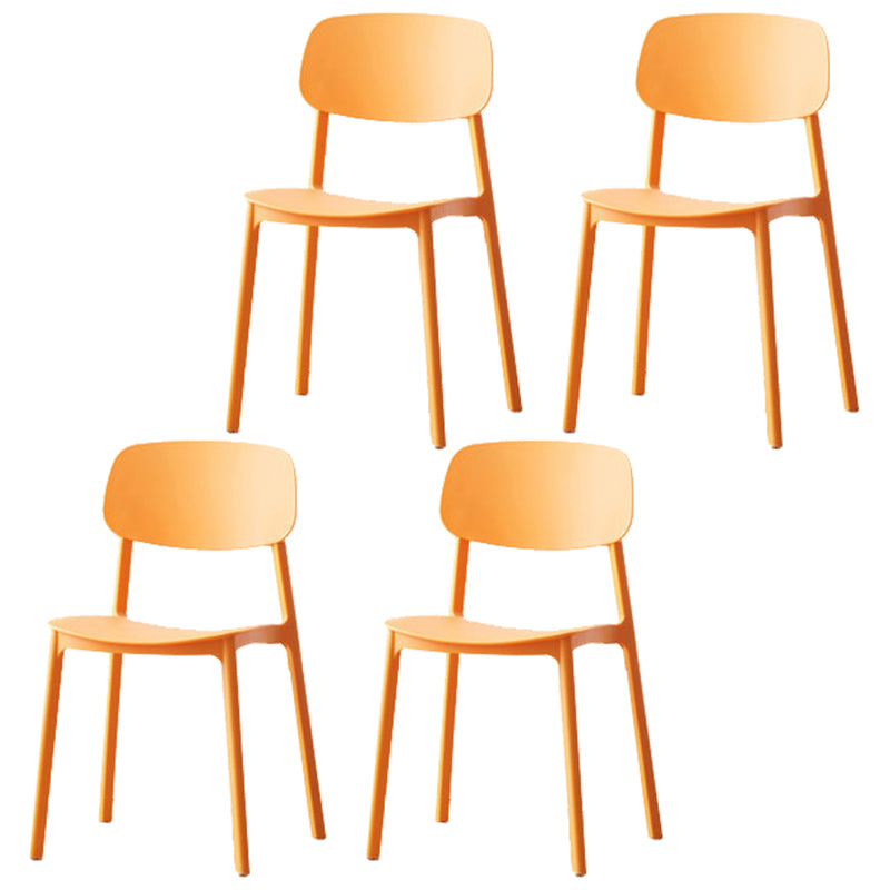Modern Plastic Open Back Side Chair 32"H Dining Armless Chair for Restaurant Orange 4 Piece Set Clearhalo ' kitchen&dining_furn' 'Dining Chairs' 'Dining Tables & Seating' 'dining_chair' 'furn' 'furn_dining_chair' 'Furniture' 'furniture_dining_chair' 'Kitchen & Dining Furniture' 'kitchen' 3671237