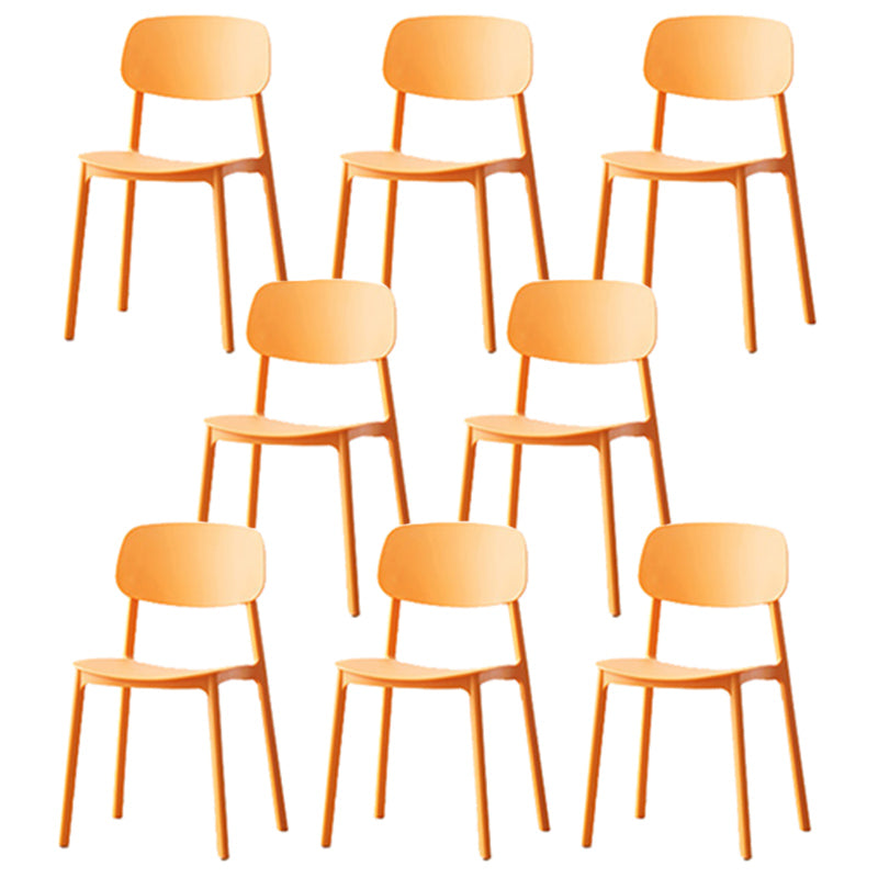 Modern Plastic Open Back Side Chair 32"H Dining Armless Chair for Restaurant Orange 8 Piece Set Clearhalo ' kitchen&dining_furn' 'Dining Chairs' 'Dining Tables & Seating' 'dining_chair' 'furn' 'furn_dining_chair' 'Furniture' 'furniture_dining_chair' 'Kitchen & Dining Furniture' 'kitchen' 3671238