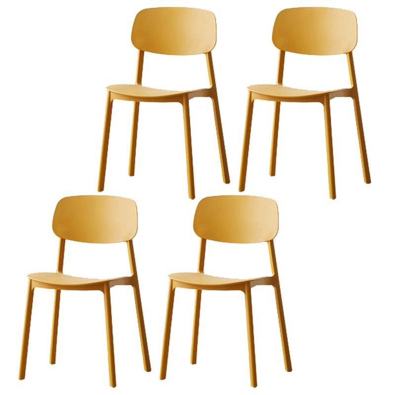 Modern Plastic Open Back Side Chair 32"H Dining Armless Chair for Restaurant Yellow 4 Piece Set Clearhalo ' kitchen&dining_furn' 'Dining Chairs' 'Dining Tables & Seating' 'dining_chair' 'furn' 'furn_dining_chair' 'Furniture' 'furniture_dining_chair' 'Kitchen & Dining Furniture' 'kitchen' 3671239