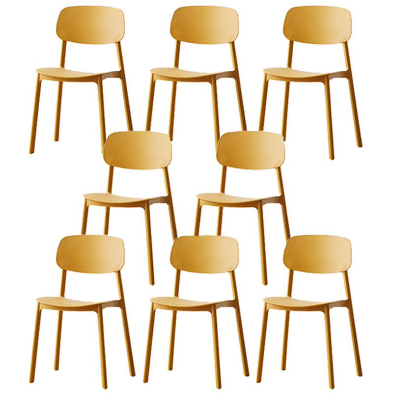 Modern Plastic Open Back Side Chair 32"H Dining Armless Chair for Restaurant Yellow 8 Piece Set Clearhalo ' kitchen&dining_furn' 'Dining Chairs' 'Dining Tables & Seating' 'dining_chair' 'furn' 'furn_dining_chair' 'Furniture' 'furniture_dining_chair' 'Kitchen & Dining Furniture' 'kitchen' 3671240