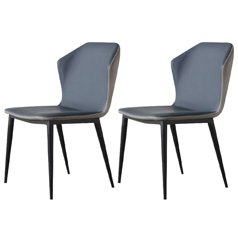Contemporary Style Polyurethane Wingback Dining Chair 19" Wide for Home Dark Blue-Gray 2 Piece Set Clearhalo ' kitchen&dining_furn' 'Dining Chairs' 'Dining Tables & Seating' 'dining_chair' 'furn' 'furn_dining_chair' 'Furniture' 'furniture_dining_chair' 'Kitchen & Dining Furniture' 'kitchen' 3671244
