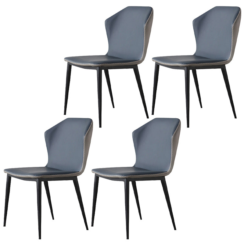 Contemporary Style Polyurethane Wingback Dining Chair 19" Wide for Home Dark Blue-Gray 4 Piece Set Clearhalo ' kitchen&dining_furn' 'Dining Chairs' 'Dining Tables & Seating' 'dining_chair' 'furn' 'furn_dining_chair' 'Furniture' 'furniture_dining_chair' 'Kitchen & Dining Furniture' 'kitchen' 3671246