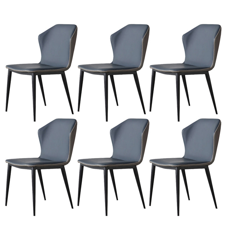 Contemporary Style Polyurethane Wingback Dining Chair 19" Wide for Home Blue Coffee 6 Piece Set Clearhalo ' kitchen&dining_furn' 'Dining Chairs' 'Dining Tables & Seating' 'dining_chair' 'furn' 'furn_dining_chair' 'Furniture' 'furniture_dining_chair' 'Kitchen & Dining Furniture' 'kitchen' 3671259