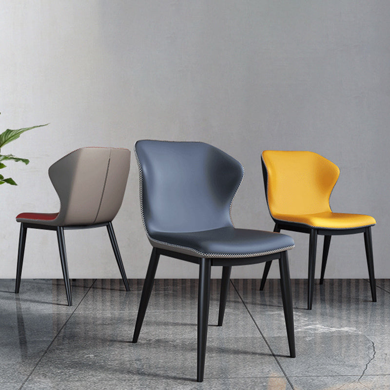 Contemporary Style Polyurethane Wingback Dining Chair 19" Wide for Home Clearhalo ' kitchen&dining_furn' 'Dining Chairs' 'Dining Tables & Seating' 'dining_chair' 'furn' 'furn_dining_chair' 'Furniture' 'furniture_dining_chair' 'Kitchen & Dining Furniture' 'kitchen' 3671262