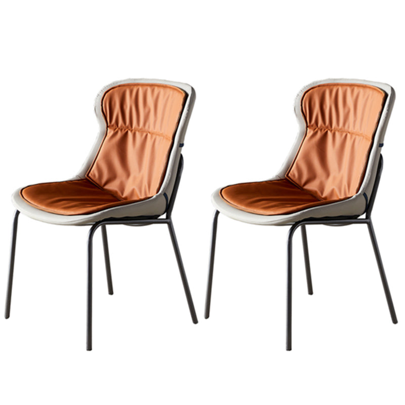 Industrial Style Home Side Chair Set Leather Dining Chair with Metal Legs Orange 2 Piece Set Black Clearhalo ' kitchen&dining_furn' 'Dining Chairs' 'Dining Tables & Seating' 'dining_chair' 'furn' 'furn_dining_chair' 'Furniture' 'furniture_dining_chair' 'Kitchen & Dining Furniture' 'kitchen' 3671269