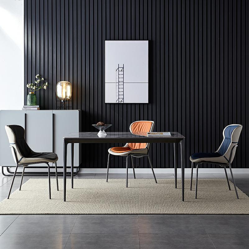 Industrial Style Home Side Chair Set Leather Dining Chair with Metal Legs Clearhalo ' kitchen&dining_furn' 'Dining Chairs' 'Dining Tables & Seating' 'dining_chair' 'furn' 'furn_dining_chair' 'Furniture' 'furniture_dining_chair' 'Kitchen & Dining Furniture' 'kitchen' 3671272