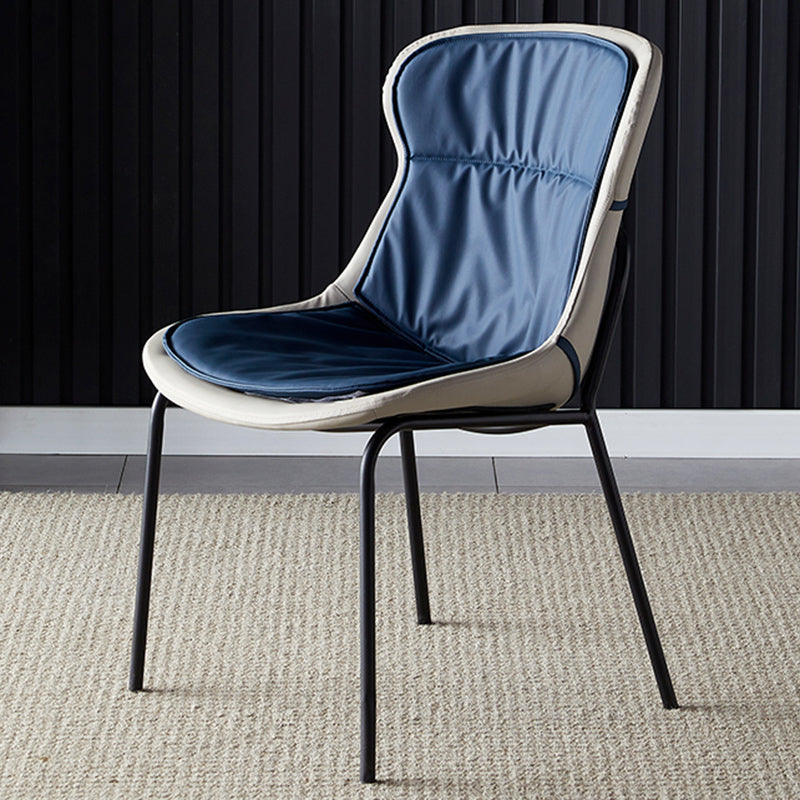 Industrial Style Home Side Chair Set Leather Dining Chair with Metal Legs Blue 1 Piece Black Clearhalo ' kitchen&dining_furn' 'Dining Chairs' 'Dining Tables & Seating' 'dining_chair' 'furn' 'furn_dining_chair' 'Furniture' 'furniture_dining_chair' 'Kitchen & Dining Furniture' 'kitchen' 3671273