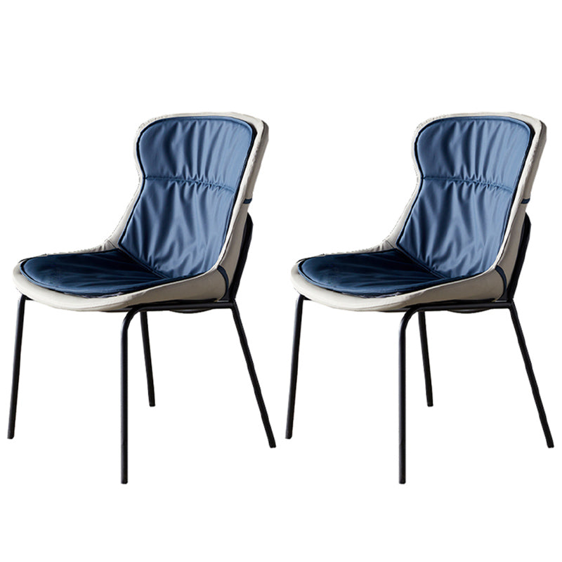 Industrial Style Home Side Chair Set Leather Dining Chair with Metal Legs Blue 2 Piece Set Black Clearhalo ' kitchen&dining_furn' 'Dining Chairs' 'Dining Tables & Seating' 'dining_chair' 'furn' 'furn_dining_chair' 'Furniture' 'furniture_dining_chair' 'Kitchen & Dining Furniture' 'kitchen' 3671275