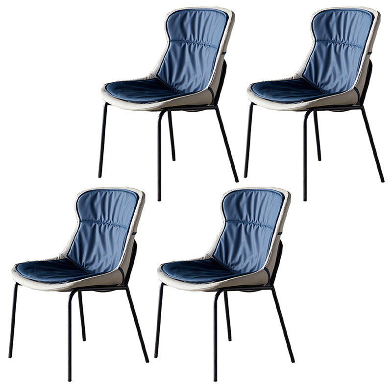 Industrial Style Home Side Chair Set Leather Dining Chair with Metal Legs Blue 4 Piece Set Black Clearhalo ' kitchen&dining_furn' 'Dining Chairs' 'Dining Tables & Seating' 'dining_chair' 'furn' 'furn_dining_chair' 'Furniture' 'furniture_dining_chair' 'Kitchen & Dining Furniture' 'kitchen' 3671276