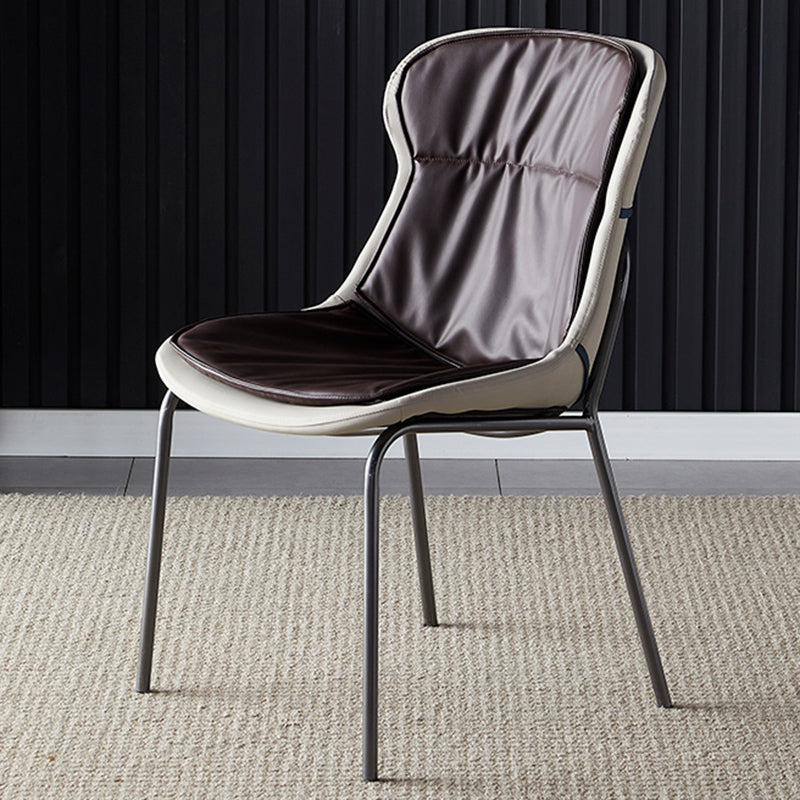 Industrial Style Home Side Chair Set Leather Dining Chair with Metal Legs Brown 1 Piece Gray Clearhalo ' kitchen&dining_furn' 'Dining Chairs' 'Dining Tables & Seating' 'dining_chair' 'furn' 'furn_dining_chair' 'Furniture' 'furniture_dining_chair' 'Kitchen & Dining Furniture' 'kitchen' 3671279