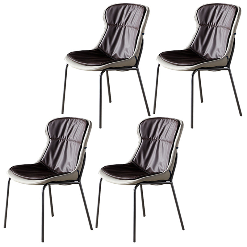 Industrial Style Home Side Chair Set Leather Dining Chair with Metal Legs Brown 4 Piece Set Gray Clearhalo ' kitchen&dining_furn' 'Dining Chairs' 'Dining Tables & Seating' 'dining_chair' 'furn' 'furn_dining_chair' 'Furniture' 'furniture_dining_chair' 'Kitchen & Dining Furniture' 'kitchen' 3671282