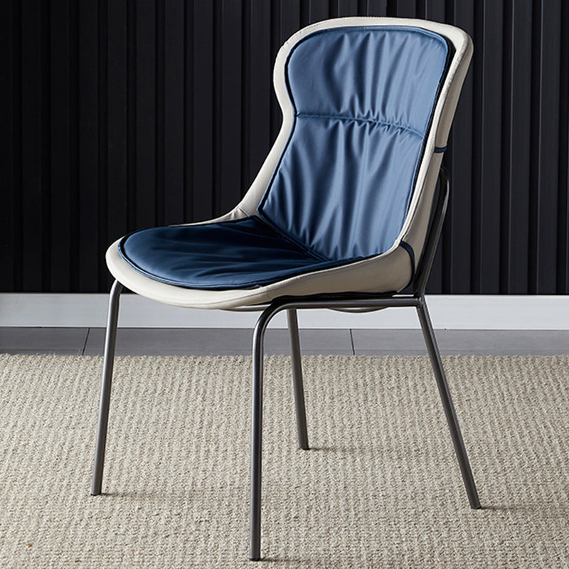 Industrial Style Home Side Chair Set Leather Dining Chair with Metal Legs Blue 1 Piece Gray Clearhalo ' kitchen&dining_furn' 'Dining Chairs' 'Dining Tables & Seating' 'dining_chair' 'furn' 'furn_dining_chair' 'Furniture' 'furniture_dining_chair' 'Kitchen & Dining Furniture' 'kitchen' 3671284