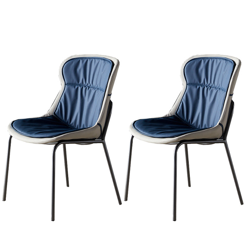 Industrial Style Home Side Chair Set Leather Dining Chair with Metal Legs Blue 2 Piece Set Gray Clearhalo ' kitchen&dining_furn' 'Dining Chairs' 'Dining Tables & Seating' 'dining_chair' 'furn' 'furn_dining_chair' 'Furniture' 'furniture_dining_chair' 'Kitchen & Dining Furniture' 'kitchen' 3671286