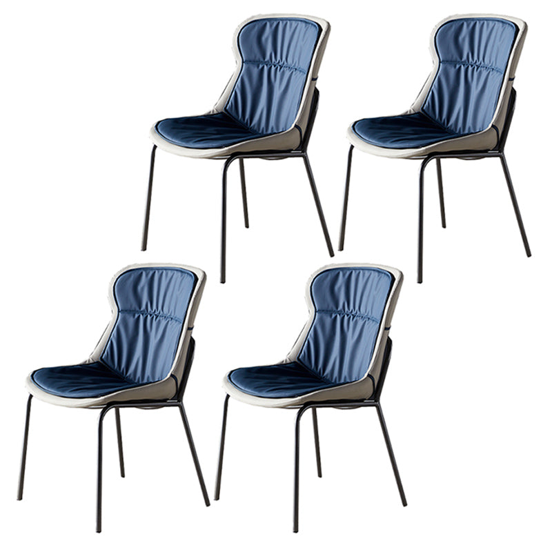 Industrial Style Home Side Chair Set Leather Dining Chair with Metal Legs Blue 4 Piece Set Gray Clearhalo ' kitchen&dining_furn' 'Dining Chairs' 'Dining Tables & Seating' 'dining_chair' 'furn' 'furn_dining_chair' 'Furniture' 'furniture_dining_chair' 'Kitchen & Dining Furniture' 'kitchen' 3671288