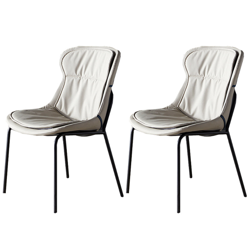 Industrial Style Home Side Chair Set Leather Dining Chair with Metal Legs Grey 2 Piece Set Black Clearhalo ' kitchen&dining_furn' 'Dining Chairs' 'Dining Tables & Seating' 'dining_chair' 'furn' 'furn_dining_chair' 'Furniture' 'furniture_dining_chair' 'Kitchen & Dining Furniture' 'kitchen' 3671297