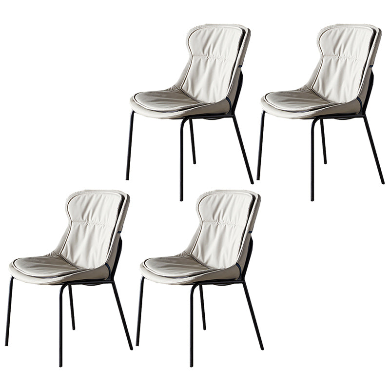 Industrial Style Home Side Chair Set Leather Dining Chair with Metal Legs Grey 4 Piece Set Black Clearhalo ' kitchen&dining_furn' 'Dining Chairs' 'Dining Tables & Seating' 'dining_chair' 'furn' 'furn_dining_chair' 'Furniture' 'furniture_dining_chair' 'Kitchen & Dining Furniture' 'kitchen' 3671298