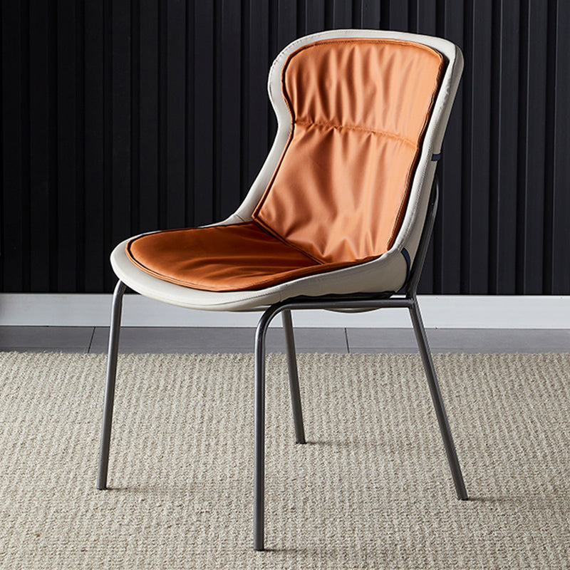 Industrial Style Home Side Chair Set Leather Dining Chair with Metal Legs Orange 1 Piece Gray Clearhalo ' kitchen&dining_furn' 'Dining Chairs' 'Dining Tables & Seating' 'dining_chair' 'furn' 'furn_dining_chair' 'Furniture' 'furniture_dining_chair' 'Kitchen & Dining Furniture' 'kitchen' 3671302