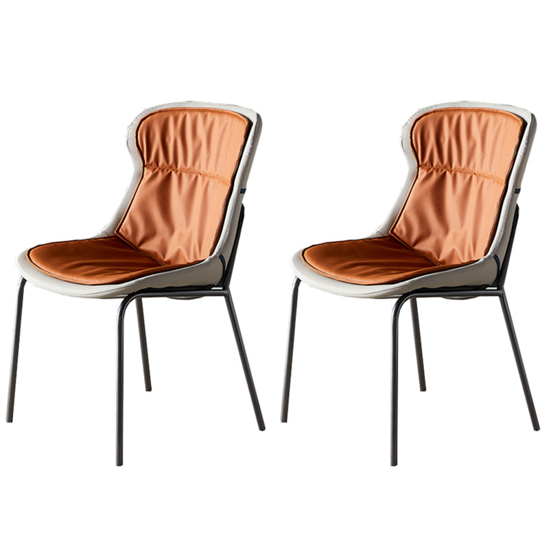 Industrial Style Home Side Chair Set Leather Dining Chair with Metal Legs Orange 2 Piece Set Gray Clearhalo ' kitchen&dining_furn' 'Dining Chairs' 'Dining Tables & Seating' 'dining_chair' 'furn' 'furn_dining_chair' 'Furniture' 'furniture_dining_chair' 'Kitchen & Dining Furniture' 'kitchen' 3671303