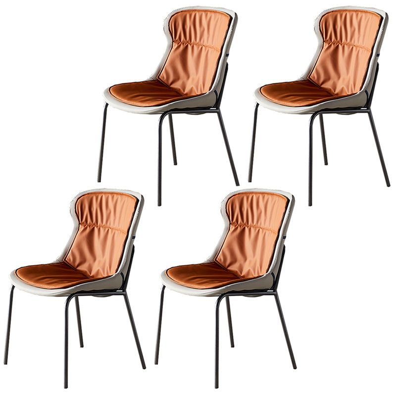Industrial Style Home Side Chair Set Leather Dining Chair with Metal Legs Orange 4 Piece Set Gray Clearhalo ' kitchen&dining_furn' 'Dining Chairs' 'Dining Tables & Seating' 'dining_chair' 'furn' 'furn_dining_chair' 'Furniture' 'furniture_dining_chair' 'Kitchen & Dining Furniture' 'kitchen' 3671304