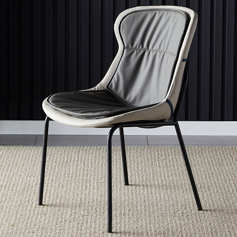 Industrial Style Home Side Chair Set Leather Dining Chair with Metal Legs Dark Gray 1 Piece Black Clearhalo ' kitchen&dining_furn' 'Dining Chairs' 'Dining Tables & Seating' 'dining_chair' 'furn' 'furn_dining_chair' 'Furniture' 'furniture_dining_chair' 'Kitchen & Dining Furniture' 'kitchen' 3671305