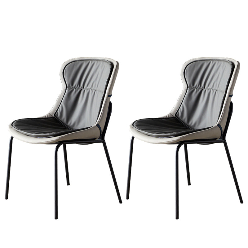 Industrial Style Home Side Chair Set Leather Dining Chair with Metal Legs Dark Gray 2 Piece Set Black Clearhalo ' kitchen&dining_furn' 'Dining Chairs' 'Dining Tables & Seating' 'dining_chair' 'furn' 'furn_dining_chair' 'Furniture' 'furniture_dining_chair' 'Kitchen & Dining Furniture' 'kitchen' 3671306