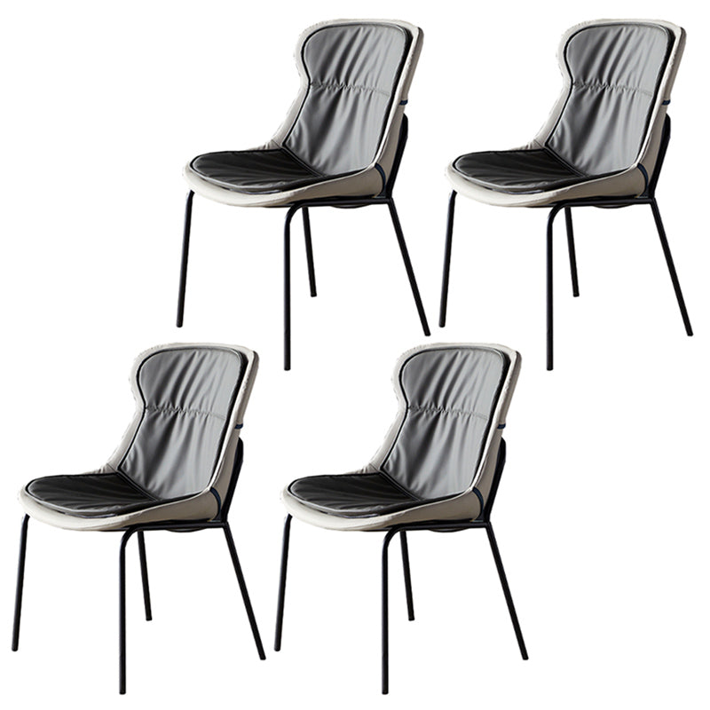 Industrial Style Home Side Chair Set Leather Dining Chair with Metal Legs Dark Gray 4 Piece Set Black Clearhalo ' kitchen&dining_furn' 'Dining Chairs' 'Dining Tables & Seating' 'dining_chair' 'furn' 'furn_dining_chair' 'Furniture' 'furniture_dining_chair' 'Kitchen & Dining Furniture' 'kitchen' 3671307